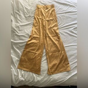 Shiny Gold Wide-Leg Pants